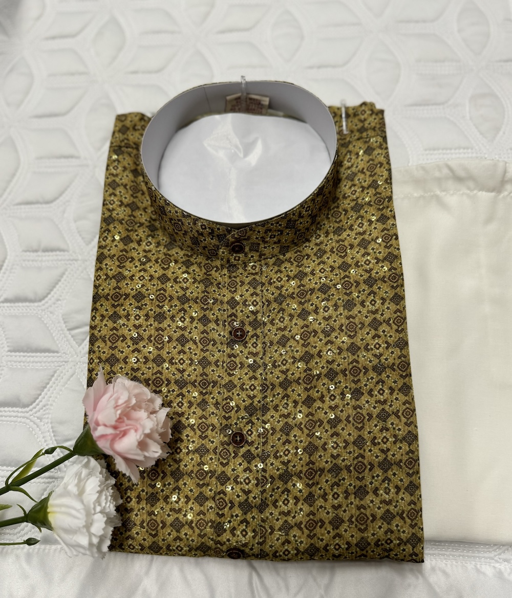 COTTON KURTA PYJAMA MUSTARD