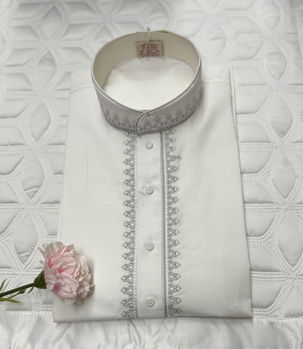 COTTON KURTA PYJAMA WHITE