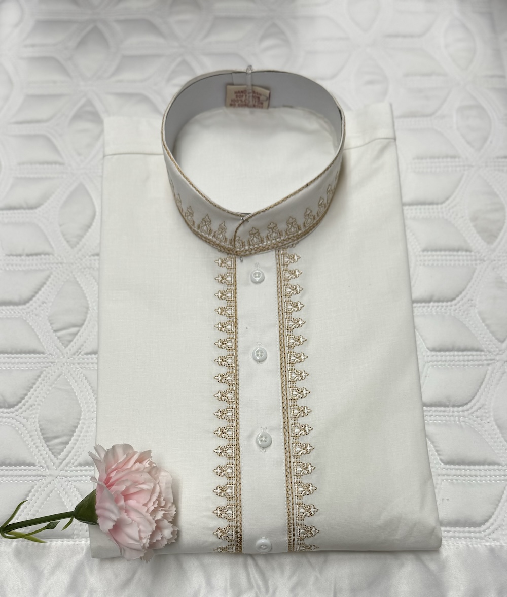 COTTON KURTA PYJAMA WHITE