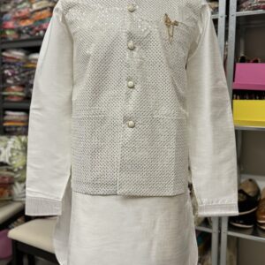 KURTA PYZAMA WITH WAISTCOAT WHITE COLOUR