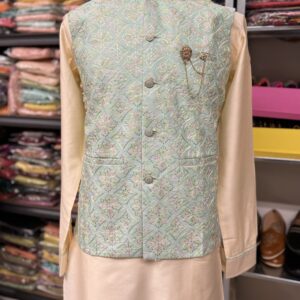 KURTA PYJAMA WITH WAISTCOAT SKY BLUE COLOUR