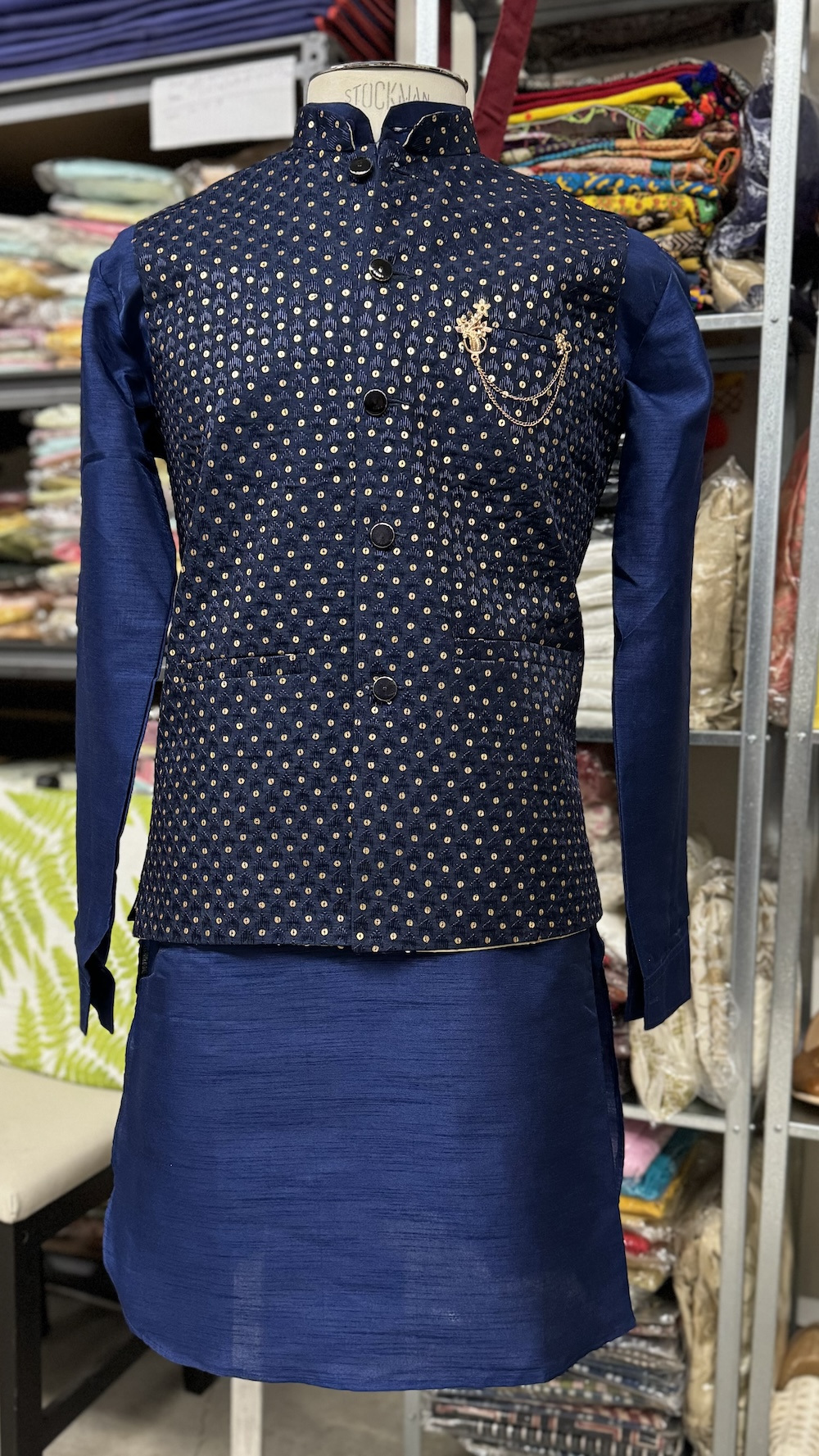 KURTA PYJAMA WITH WAISTCOAT BLUE COLOUR